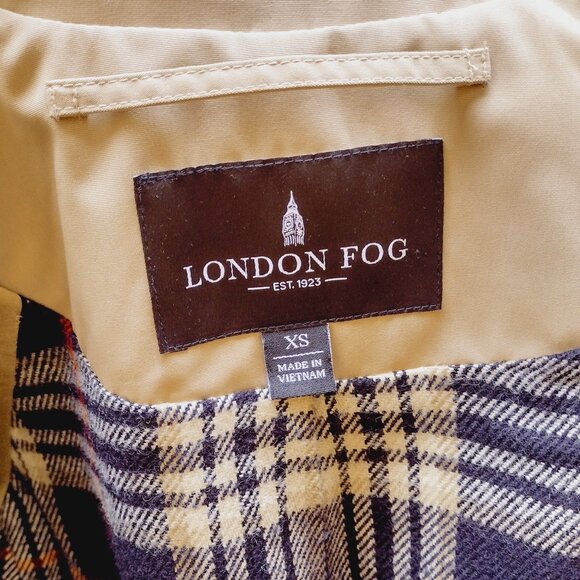 London Fog Lined Khaki Trench Coat, Size XS - Picture 9 of 10
